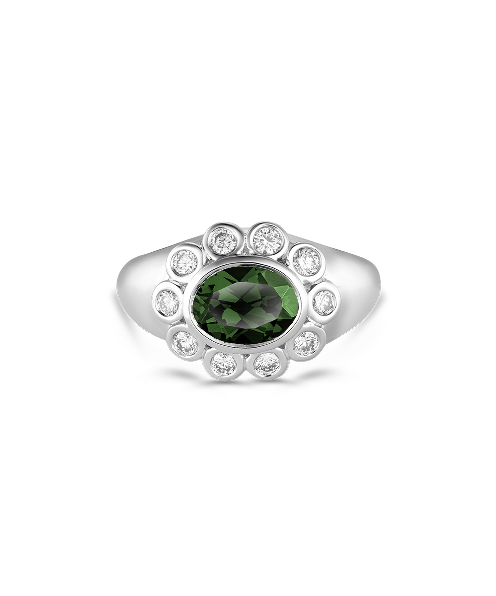 Ophelia Pinky Ring - Green Tourmaline