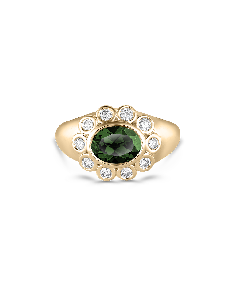 Ophelia Pinky Ring - Green Tourmaline