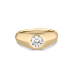 Heath 1ct round diamond ring front bezel setting yellow gold