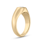 Rear three-quarter view of smooth interior curve yellow gold ring