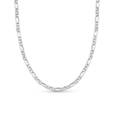 Silver figaro chain U-shape display showing polished link structure