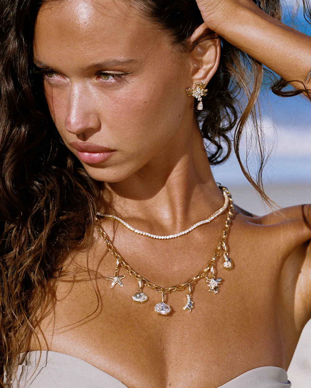 Three Claw Tennis Necklace