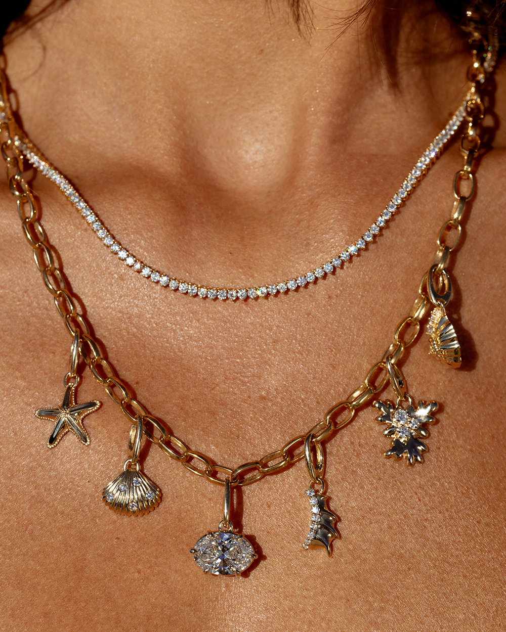 Three Claw Tennis Necklace