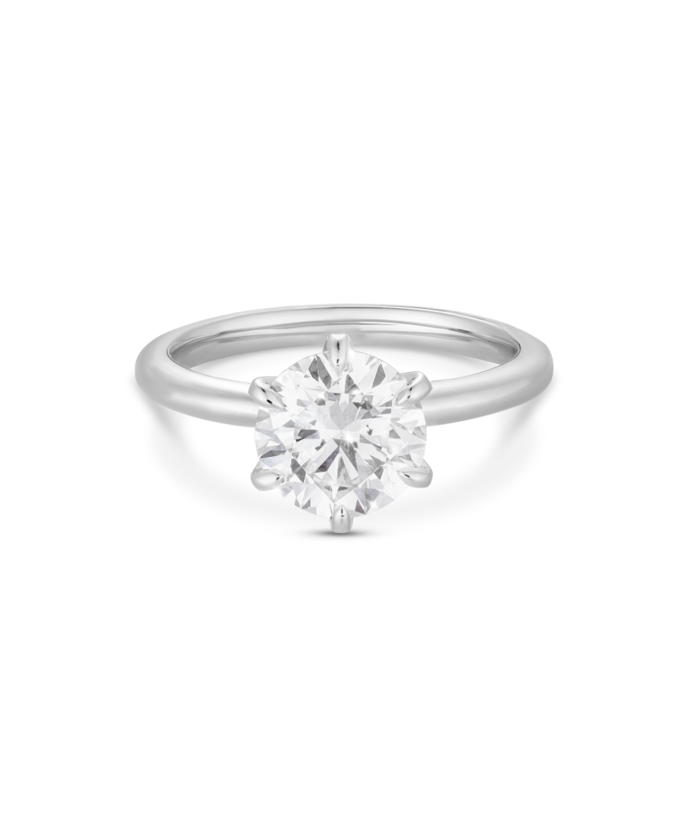 Jessica 3.01ct round brilliant lab grown diamond solitaire engagement ring in 18ct white gold with six-prong claw setting