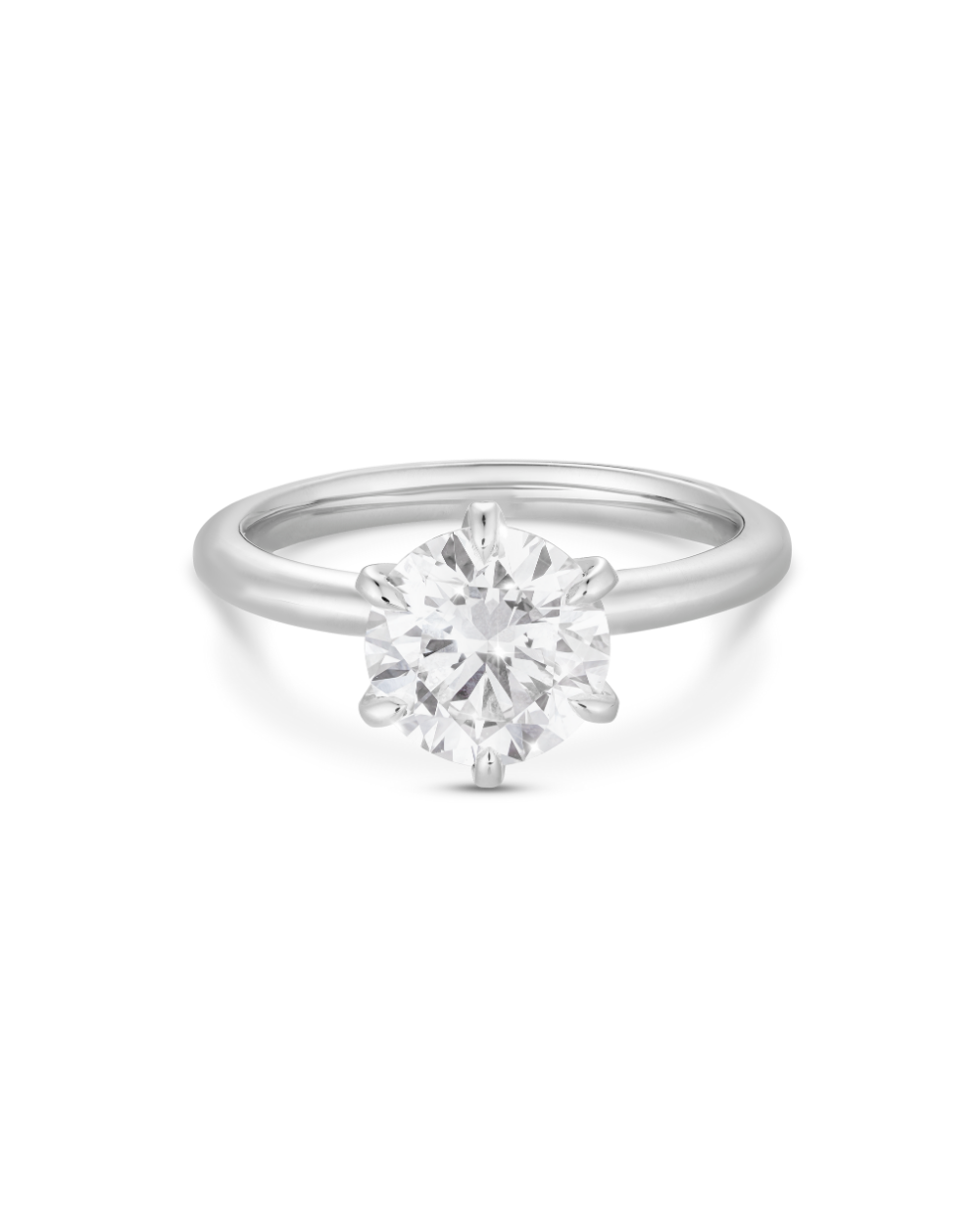 Jessica 3.01ct round brilliant lab grown diamond solitaire engagement ring in 18ct white gold with six-prong claw setting