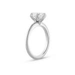 Side view of Jessica 3.01ct round brilliant diamond solitaire ring showing elevated six-prong setting and tapered 18ct white gold band