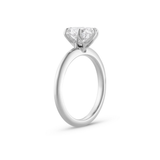 Side view of Jessica 3.01ct round brilliant diamond solitaire ring showing elevated six-prong setting and tapered 18ct white gold band