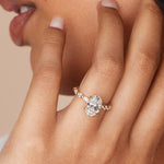 18ct White Gold Oval Diamond Engagement Ring on Hand Showing Fit and Sparkle