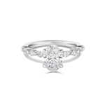 Kaylee 1.50ct Oval Lab Grown Diamond Ring in 18ct White Gold with Marquise and Round Side Stones