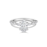 Kaylee 1.50ct Oval Lab Grown Diamond Ring in 18ct White Gold with Marquise and Round Side Stones