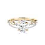 Front shot Kaylee oval lab grown diamond ring with alternating marquise round stones