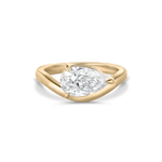 Lucie pear shaped lab grown diamond solitaire ring front view open band design