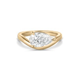 Lucie pear shaped lab grown diamond solitaire ring front view open band design