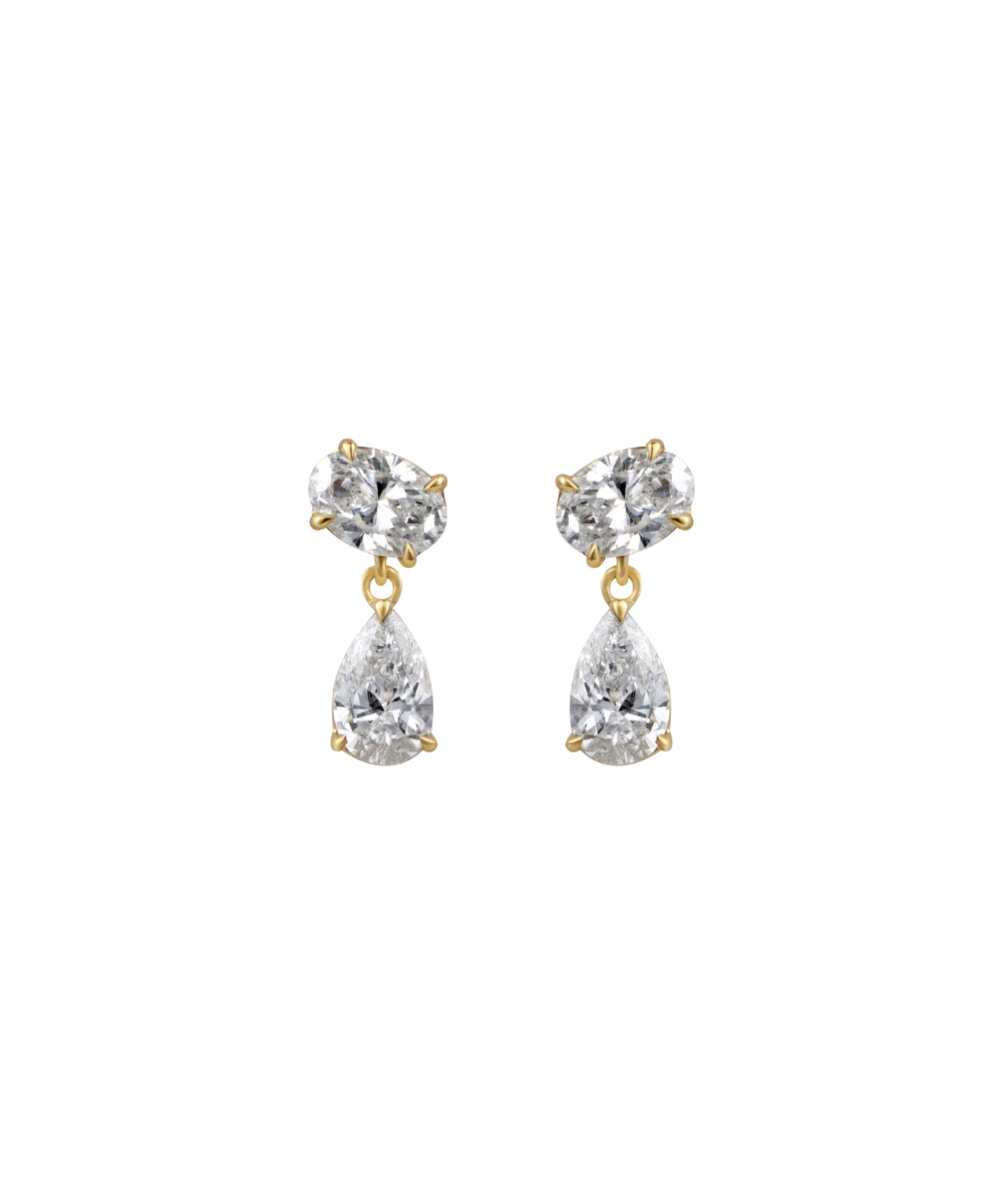 Luna Oval and Pear Diamond Drop Earrings