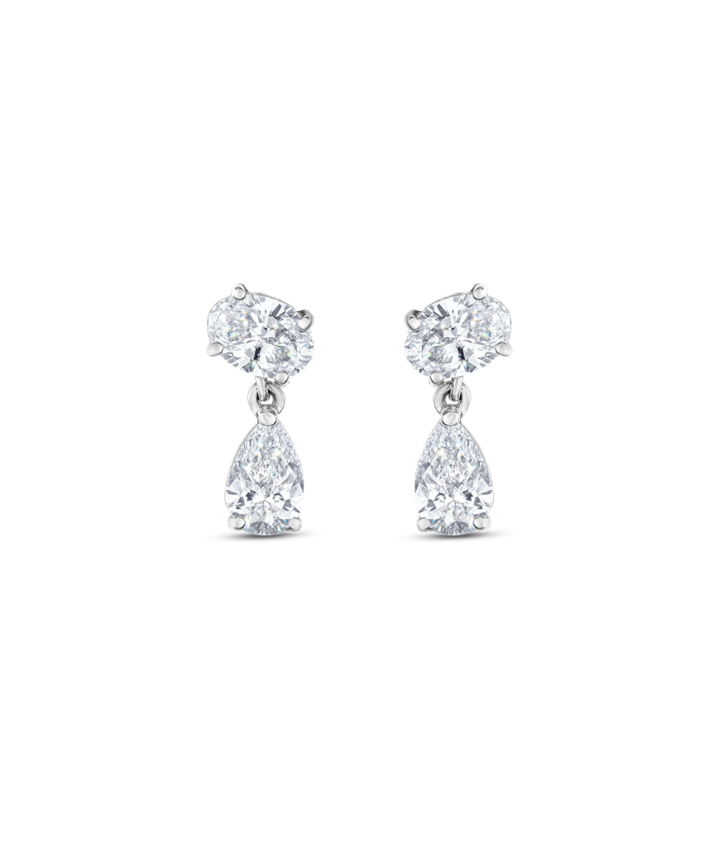 Luna white gold lab grown diamond drop earrings back view