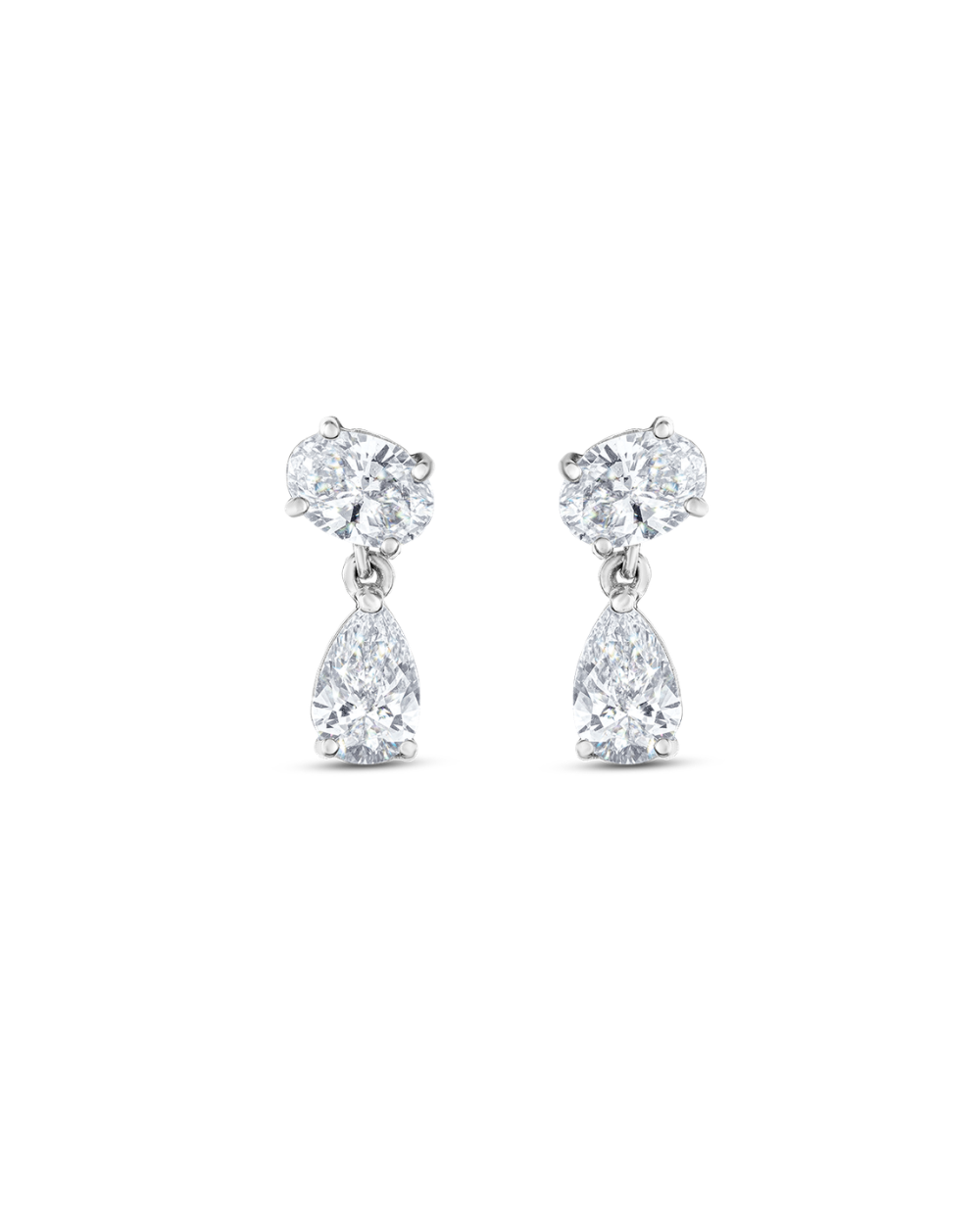 Luna white gold lab grown diamond drop earrings back view