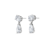 Luna white gold oval and pear diamond drop earrings