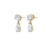 Luna yellow gold lab grown diamond drop earrings back view