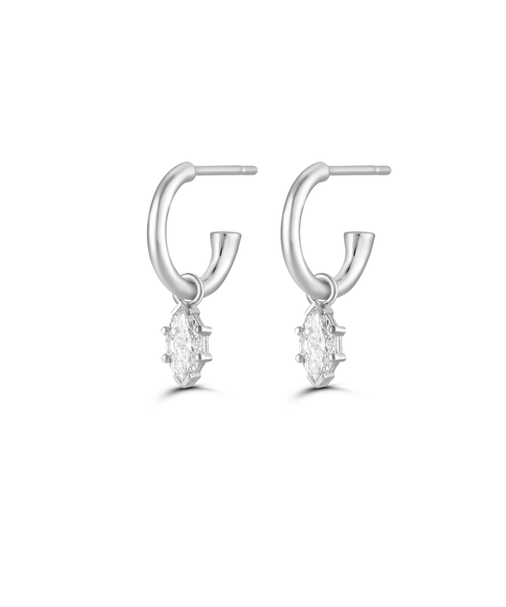 Marquise Diamond Charmed Hoop Earrings