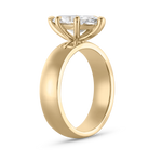 18ct yellow gold marquise solitaire ring side view with brushed band texture