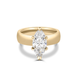 Top-down view of 2.01ct marquise lab grown diamond ring in 18ct yellow gold