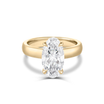 3.08ct elongated oval solitaire diamond ring in 18ct yellow gold studio shot