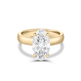 3.08ct elongated oval solitaire diamond ring in 18ct yellow gold studio shot