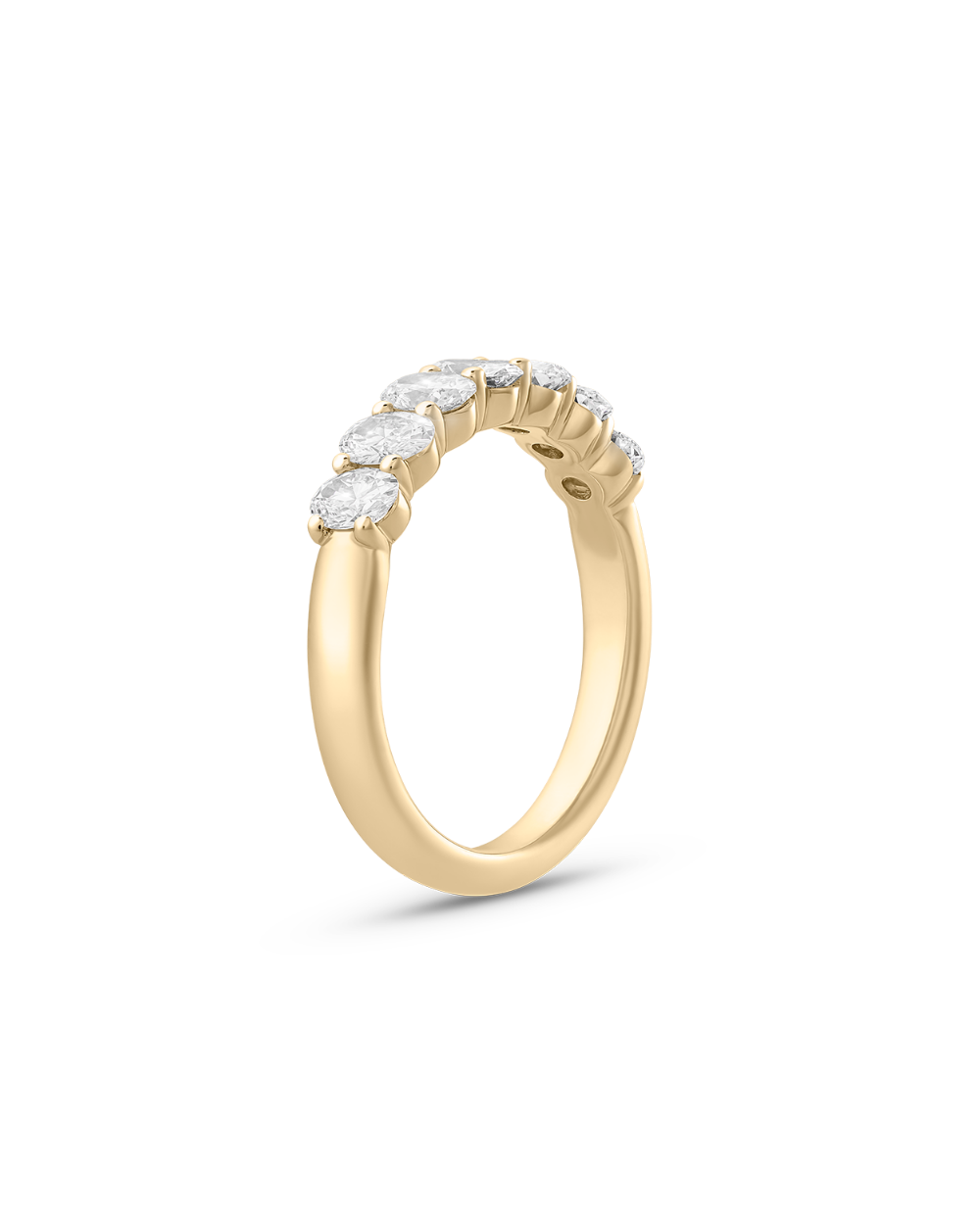 Natalie oval diamond wedding band in 18ct yellow gold with shared claw setting
