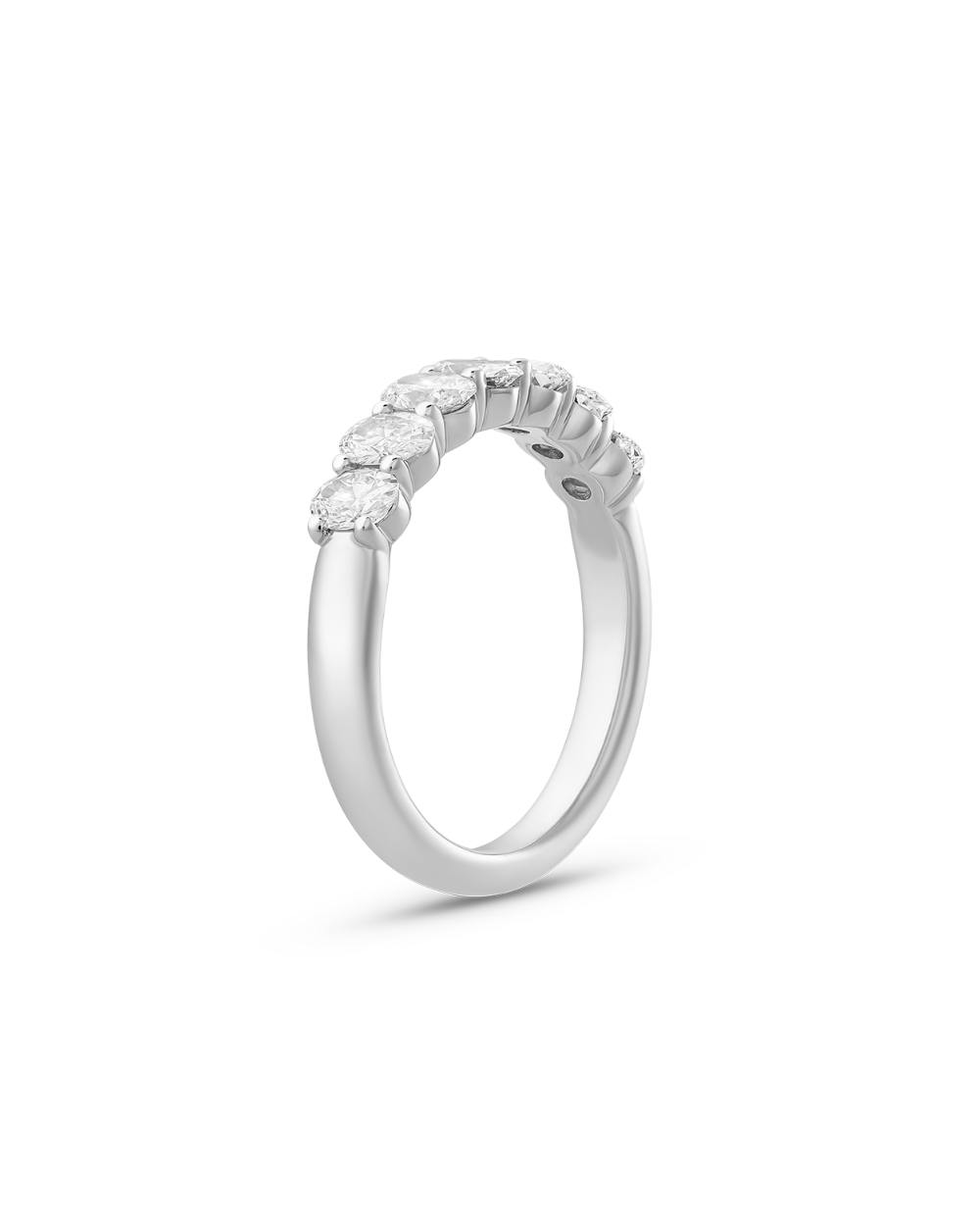 Shared claw setting detail on Natalie 18ct white gold diamond band