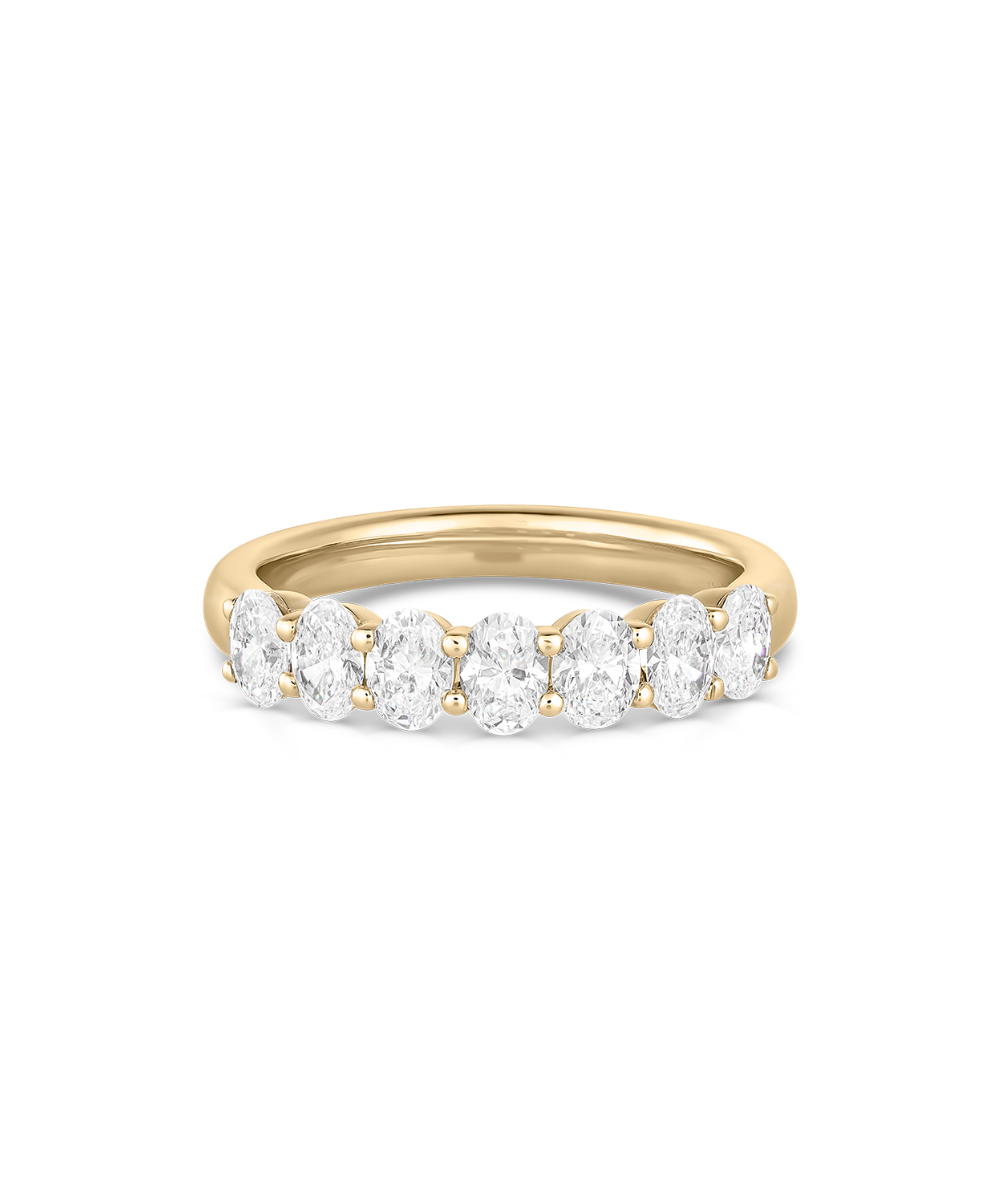 Front view of Natalie 18ct yellow gold oval diamond ring with seven stones