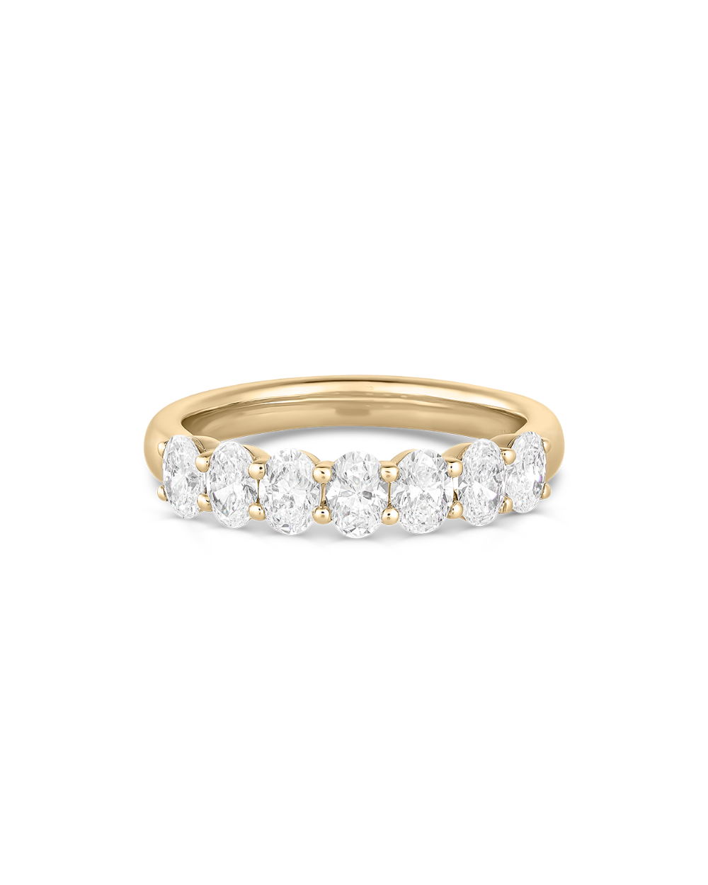 Front view of Natalie 18ct yellow gold oval diamond ring with seven stones