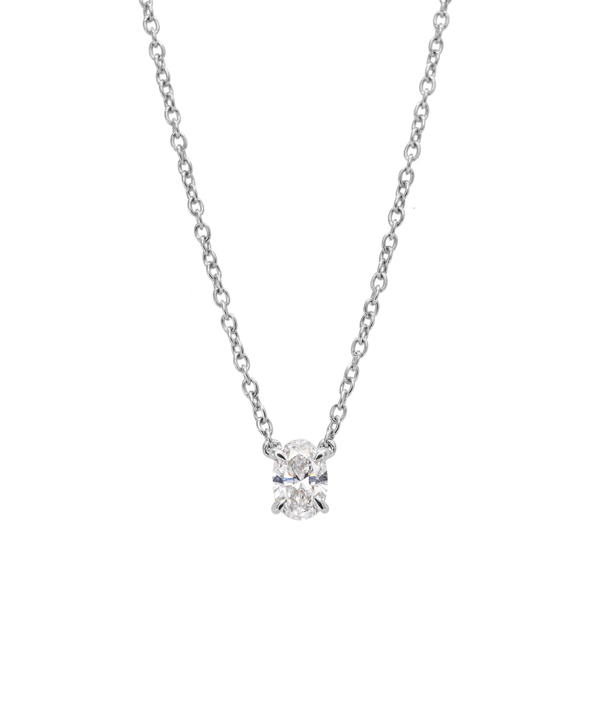 Oval Solitaire Diamond Necklace - 0.30ct