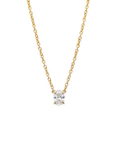 Oval Solitaire Diamond Necklace - 0.30ct