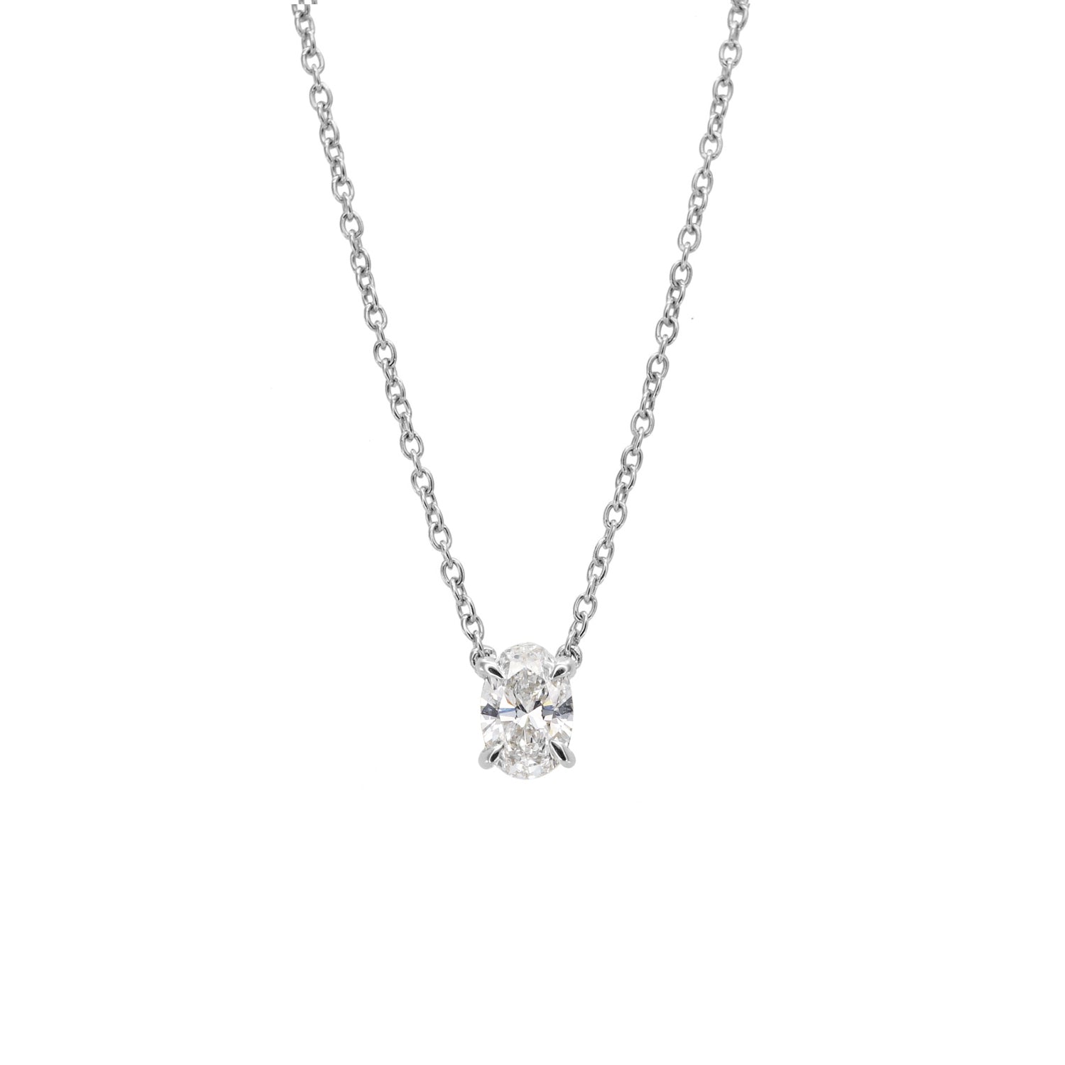 Oval Solitaire Diamond Necklace - 0.50ct