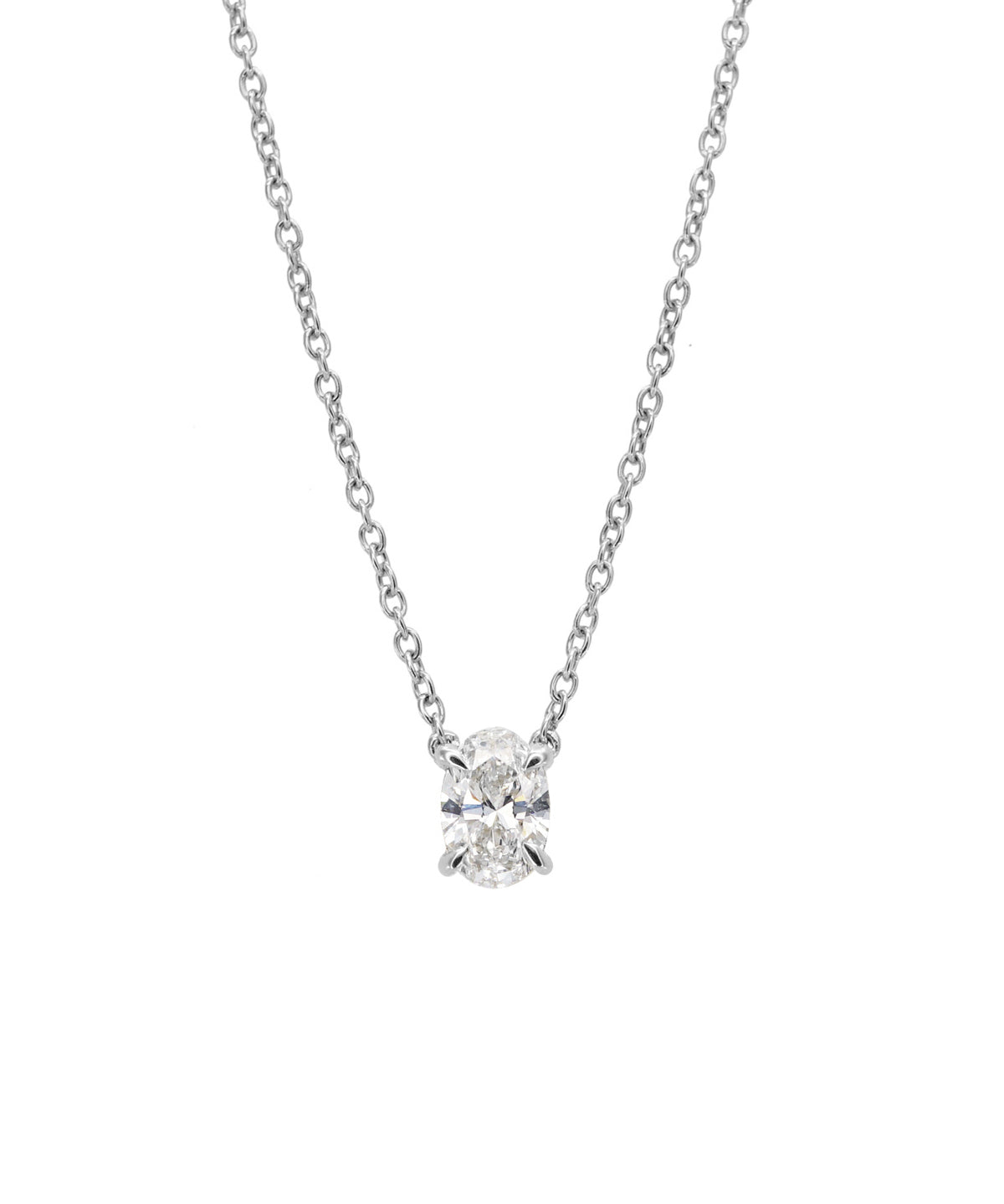 Oval Solitaire Diamond Necklace - 0.50ct