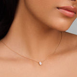 Oval Solitaire Diamond Necklace - 0.50ct