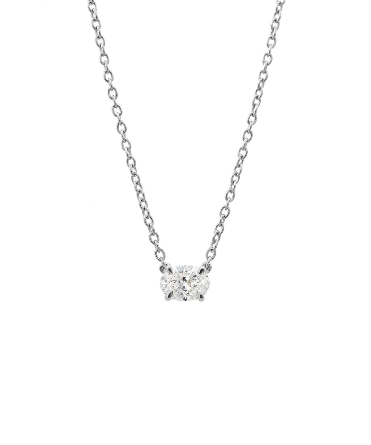 East-West Oval Solitaire Diamond Necklace