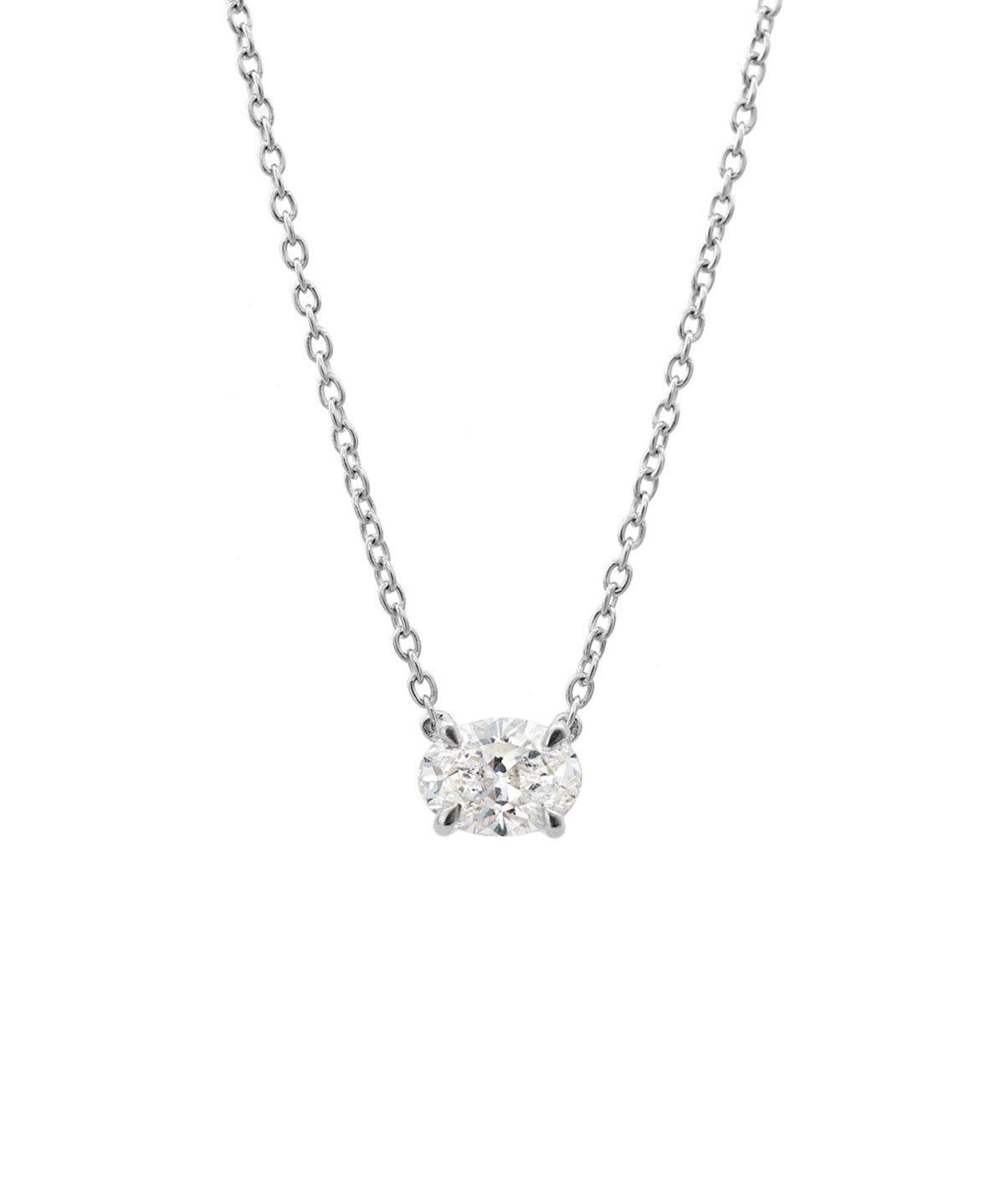 East-West Oval Solitaire Diamond Necklace - 0.50ct