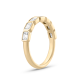 Nina East-West Emerald Bezel Diamond Ring in 18ct yellow gold with seven emerald cut diamonds