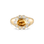 Front view of Ophelia Pinky Ring with chunky band, oval citrine, and diamond halo
