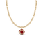 Ophelia Garnet Pendant on gold figaro chain with polished finish