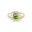 A yellow gold ring featuring a central oval green peridot gemstone surrounded by a halo of small round clear diamonds, set against a plain white background.