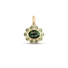 Ophelia pendant with green tourmaline in yellow gold bezel
