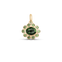 Ophelia pendant with green tourmaline in yellow gold bezel