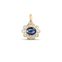 Close-up of Ophelia Sapphire Pendant with blue sapphire in gold bezel