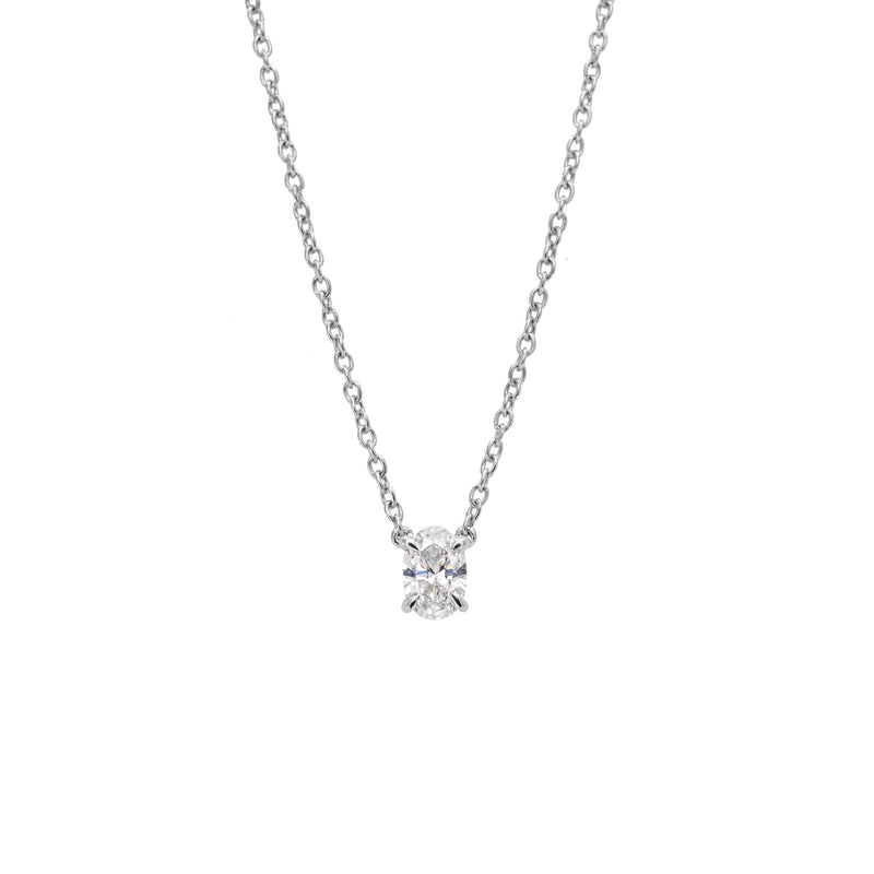 Oval Solitaire Diamond Necklace