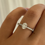 Oval 0.70ct Diamond with Diamond Pave Band