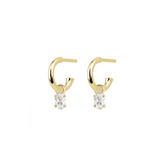 Oval Diamond Charmed Hoop Earrings