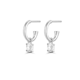 Oval Diamond Charmed Hoop Earrings