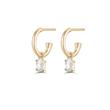 Oval Diamond Charmed Hoop Earrings